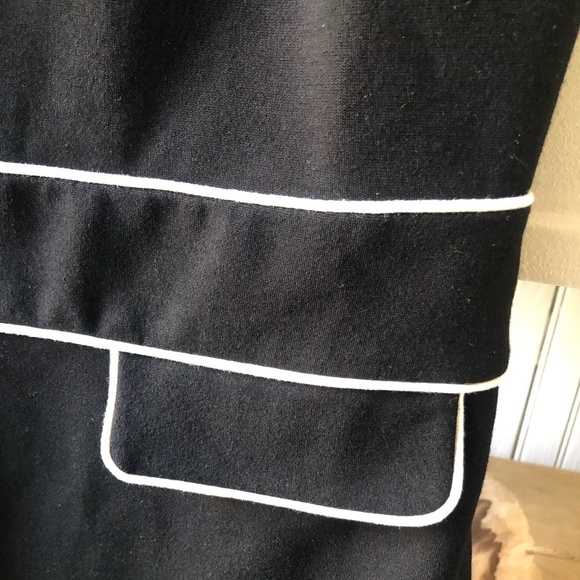 TALBOTS TIMELESS BLACK W/WHITE PIPING COCKTAIL DRESS 4 PETITE NEW WITH TAGS - Picture 4 of 9